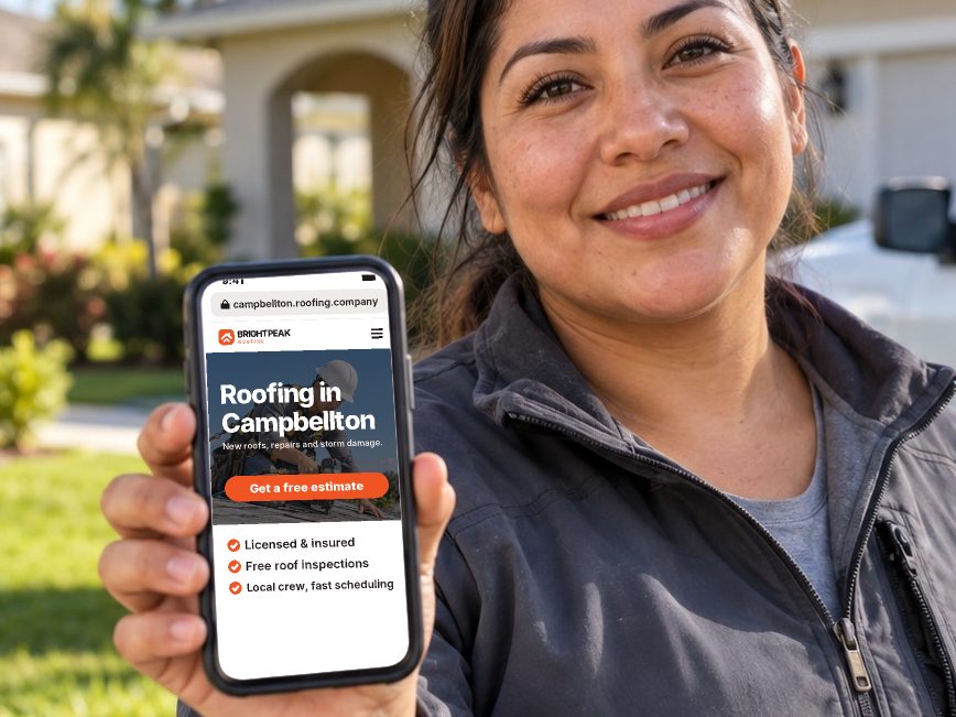 campbellton.roofing.company open in a phone browser
